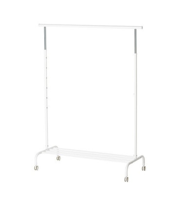 Pojízdný šatní stojan, bílá