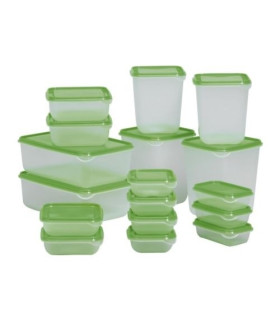 Dóza na potraviny, sada 17 ks, transparentní, zelená
