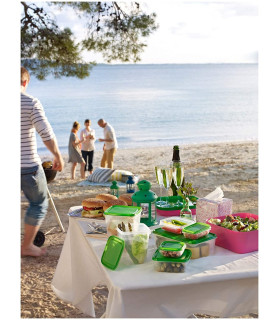 Dóza na potraviny, sada 17 ks, transparentní, zelená