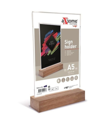 Prezentační T stojan CEP A5, dřevo/čirý