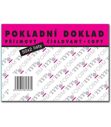 Příjmový pokladní doklad, číslovaný, 2x 50 listů