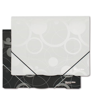 Desky s chlopněmi a gumičkou Black&White - A4, plastové, černé, 1 ks
