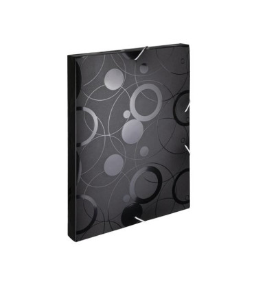 Plastový box s gumičkou Black&White A4, černá