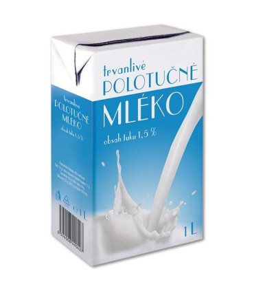 Trvanlivé mléko jemné 1,5 % polotučné, 1 l