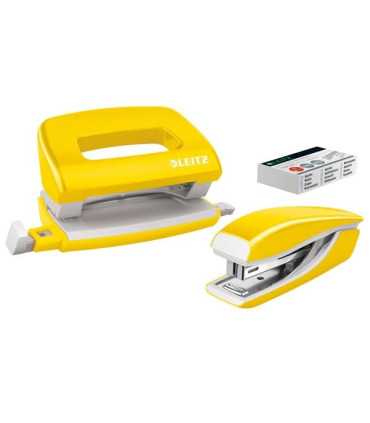 Sada mini sešívačky a děr. Leitz WOW - žlutá