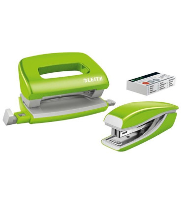 Sada mini sešívačky a děr. Leitz WOW - zelená