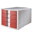 Zásuvkový box HAN, 4 zásuvky, červený