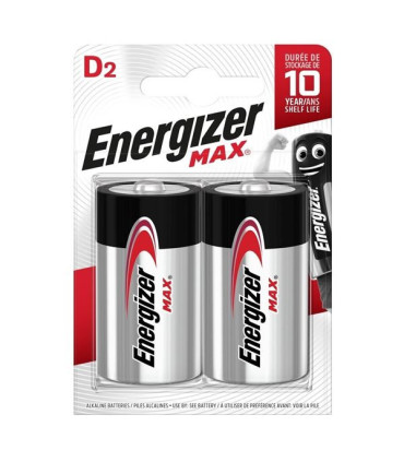 Alkalické baterie Energizer Max 1,5 V, typ D, 2 ks