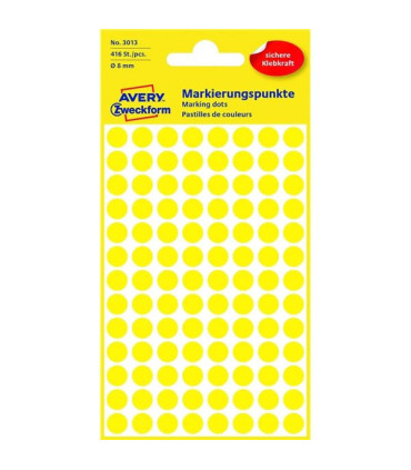 Kulaté etikety Avery, žluté, průměr 8 mm, 416 ks