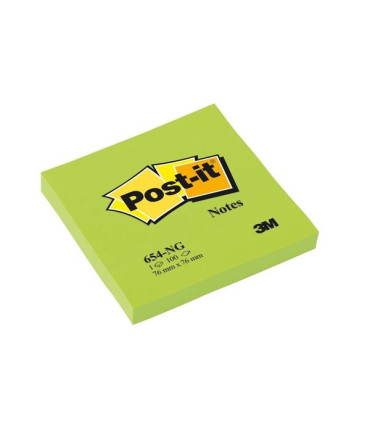 Bloček Post-it, 76x76 mm, neonově zelený, 6 ks