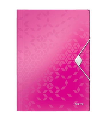 Desky s chlopněmi a gumičkou Leitz WOW - A4, plastové, růžové, 1 ks
