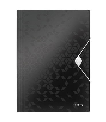 Desky s chlopněmi a gumičkou Leitz WOW - A4, plastové, černé, 1 ks