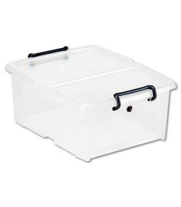 Plastová krabice Strata - přední otevírání, transparentní, 20 l