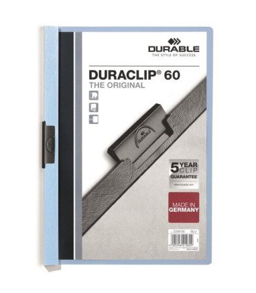 Zakládací desky s klipem Durable Duraclip - A4, kapacita 60 listů, světle modré