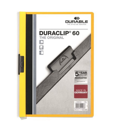 Zakládací desky s klipem Durable Duraclip - A4, kapacita 60 listů, žluté