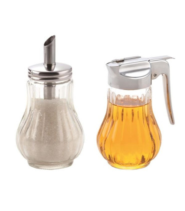 Set cukřenka a mlékovka sklo, nerez. víčko