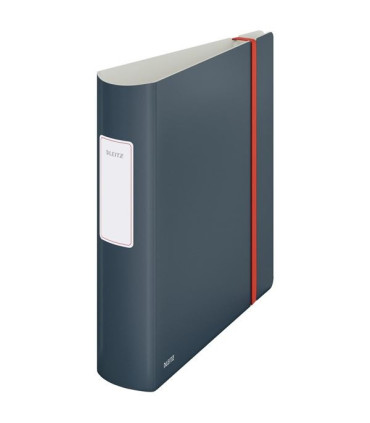 Pákový pořadač Leitz Cosy 180° - A4, celoplastový, šíře hřbetu 8,2 cm, šedý