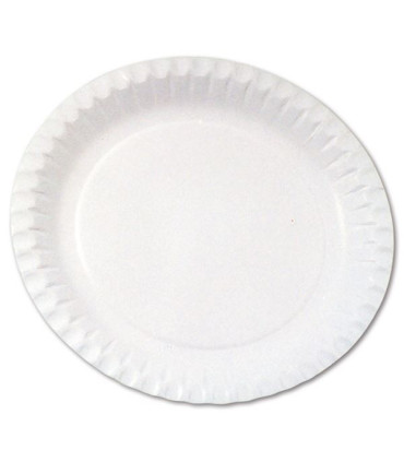 Jednorázové mělké talíře - papírové, bílé, 100 ks