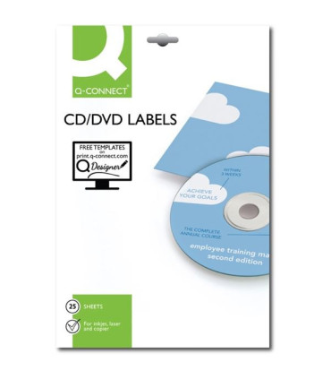 Etikety na CD/DVD Q-C, 117 mm, 2 x 25ks, bílé