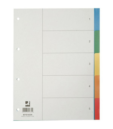 Barevný rozlišovač Q-Connect plast., A4, 5 listů