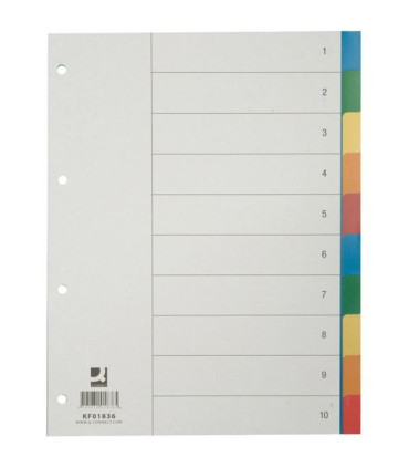 Barevný rozlišovač Q-Connect plast., A4, 10 listů