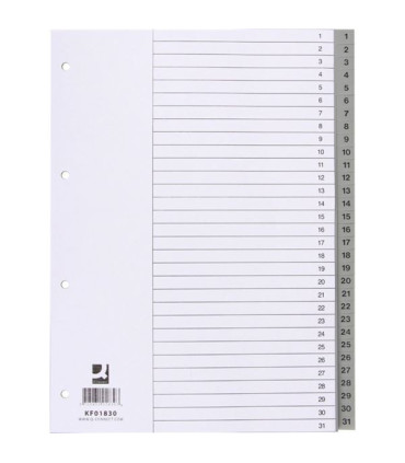 Plastový rejstřík Q-Connect A4 1-31, bílý s šedou