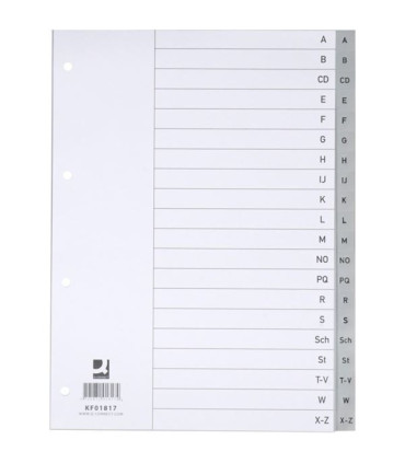 Plastový rejstřík Q-Connect A4, A-Z, šedý