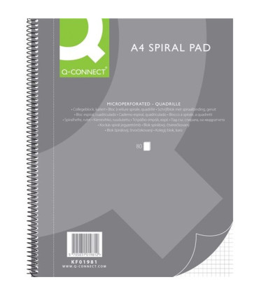 Blok Q-Connect A4, 4-děrový, čtverečkovaný