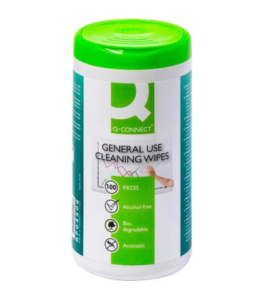 Čisticí ubrousky Q-Connect pro plastové povrchy, 100 ks