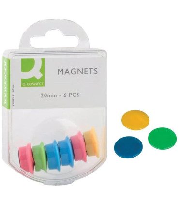 Sada magnetů Q-Connect průměr 20 mm,mix barev, 6ks