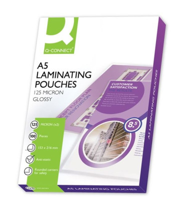 Laminovací kapsy Q-Connect, A5,2x 125 mic., 100 ks