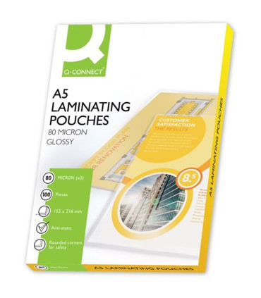 Laminovací kapsy Q-Connect, A5,2x 80 mic., 100 ks