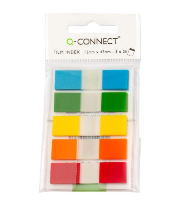 Záložky Q-Connect, plastové, 12,5x43 mm, 5 barev