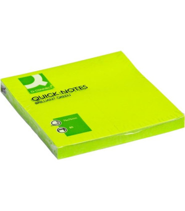 Samolepicí bločky Q-Connect - 75 x 75 mm, neonově zelené