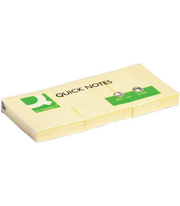 Samolepicí bloček Q-Connect - 38 x 51 mm, žlutý, 3 ks
