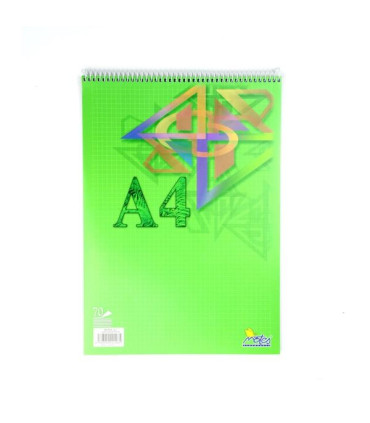 Blok, A4, se spirálou nahoře, čtverečkovaný