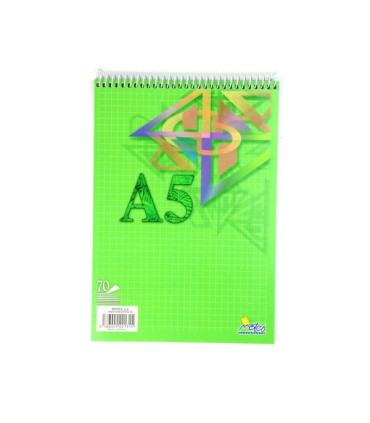 Blok, A5, se spirálou nahoře, čtverečkovaný