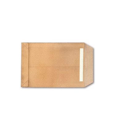 Obchodní tašky B5 - s křížovým dnem a textilní výztuží, samolepicí, recyklované, hnědé, 100 ks