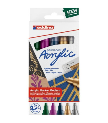 Popisovač akrylový e-5100/5 M, sada Metallic