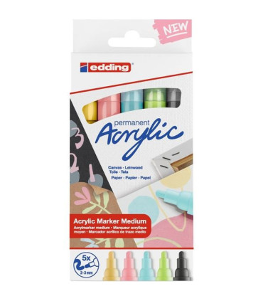 Popisovač akrylový e-5100/5 M, sada Pastel