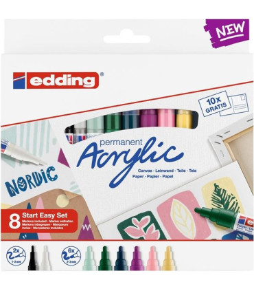 Popisovač akrylový, sada 8 barev Nordic Easy Start