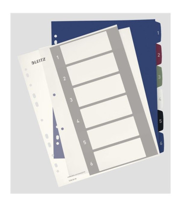 Plastové rozlišovače Leitz Style - A4+, barevné, 1-6, sada 6 ks
