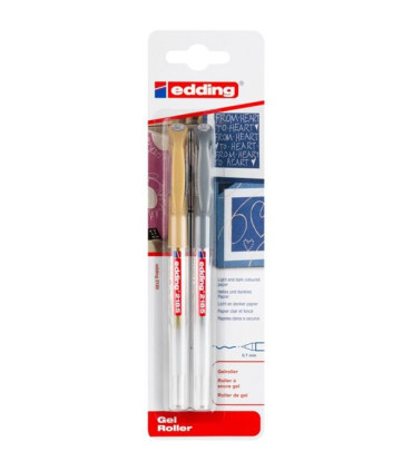 Gelový roller edding 2185, zlatý a stříbrný