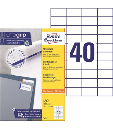 Univerzální etikety, 52,5 x 29,7 mm, 4000 ks