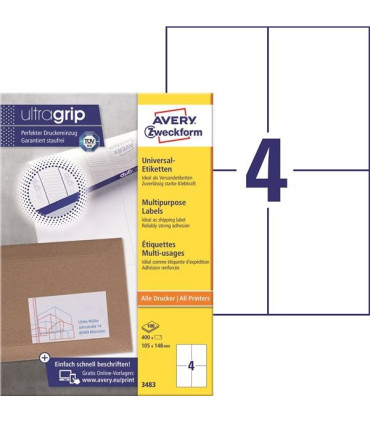 Univerzální etikety, 105,0 x 148,0 mm, 400 ks