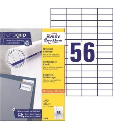 Univerzální etikety, 52,5 x 21,2 mm, 5600 ks