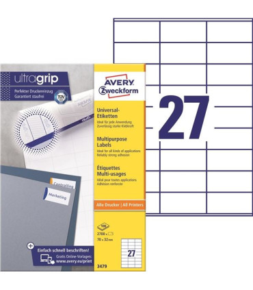 Univerzální etikety, 70 x 32 mm, 2700 ks