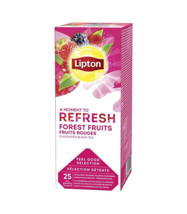 Černý čaj Lipton Refresh Lesní plody, 25 x 1,6 g