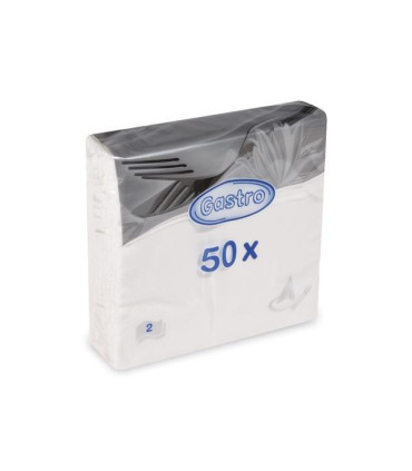 Papírové ubrousky dvouvrstvé, bílé, 50 ks