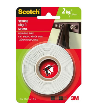 Montážní páska Scotch, oboustranná, 19 mm x 1,5 m, 2 kg